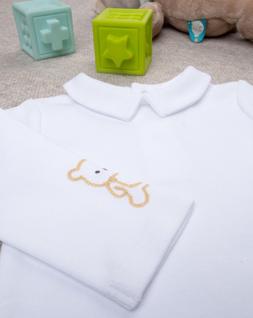 βρεφικό κορμάκι λευκό με αρκουδάκια για αγόρι - Prénatal