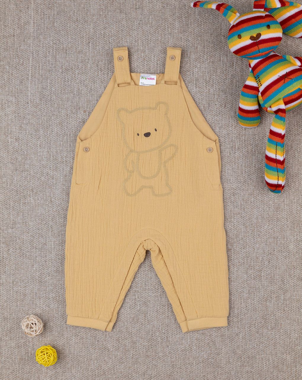 βρεφική σαλοπέτα κίτρινη με αρκουδάκι για αγόρι - Prénatal