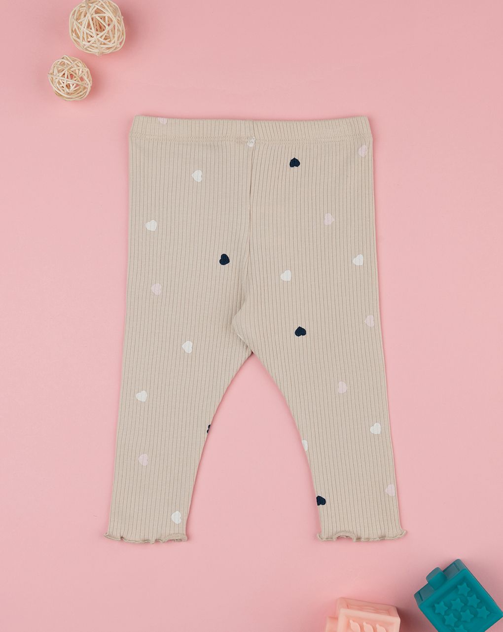 βρεφικό κολάν ριμπ μπεζ με καρδούλες για κορίτσι - Prénatal