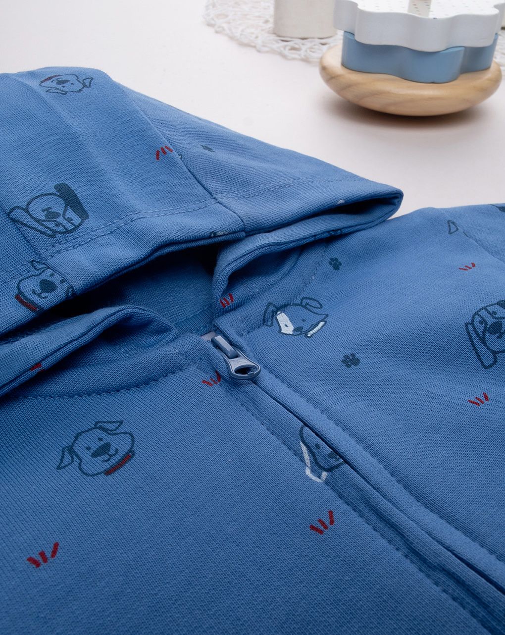 βρεφική ζακέτα φούτερ μπλε με σκυλάκια για αγόρι - Prénatal