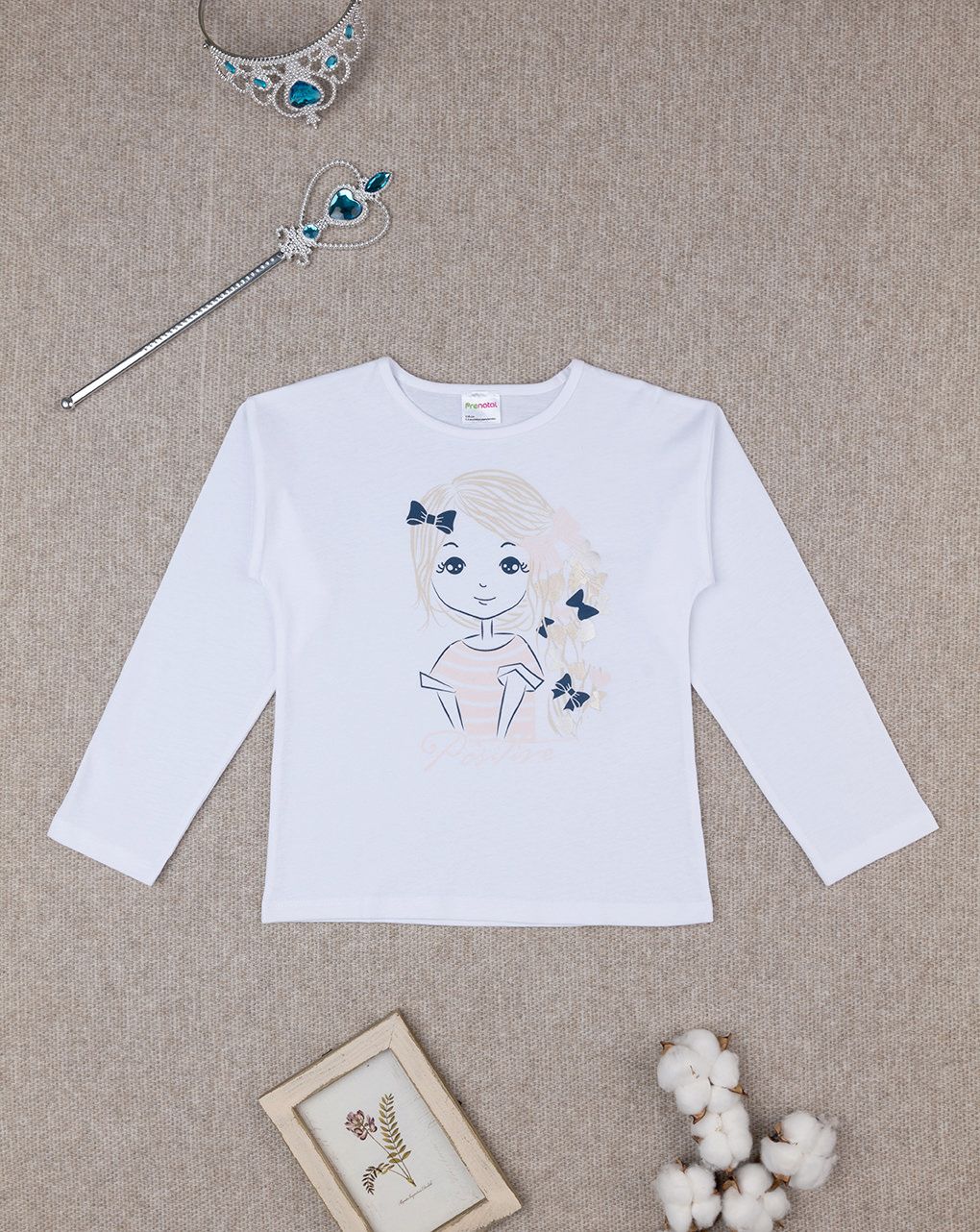 παιδική μπλούζα λευκή με φιογκάκια για κορίτσι - Prénatal