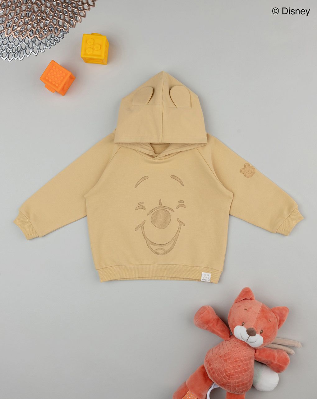 βρεφική μπλούζα φούτερ κίτρινη winnie για αγόρι