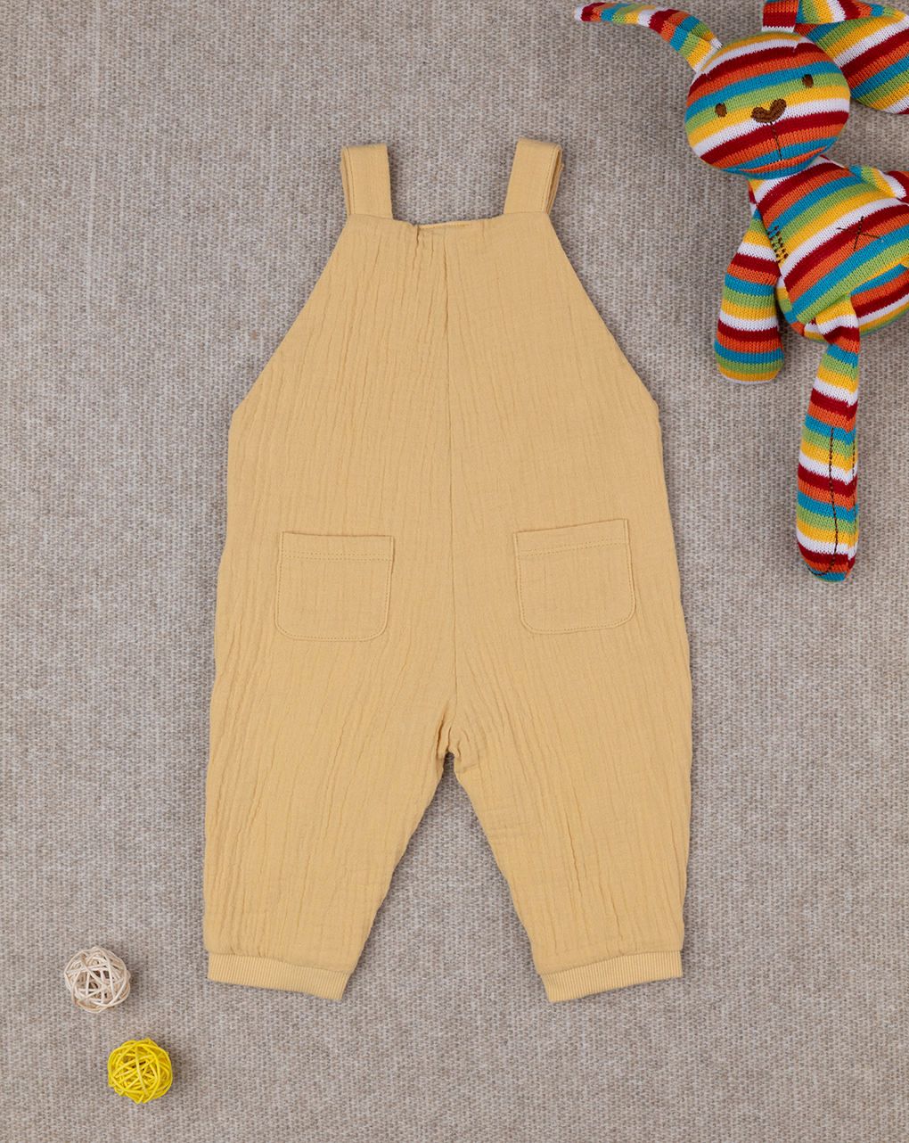 βρεφική σαλοπέτα κίτρινη με αρκουδάκι για αγόρι - Prénatal