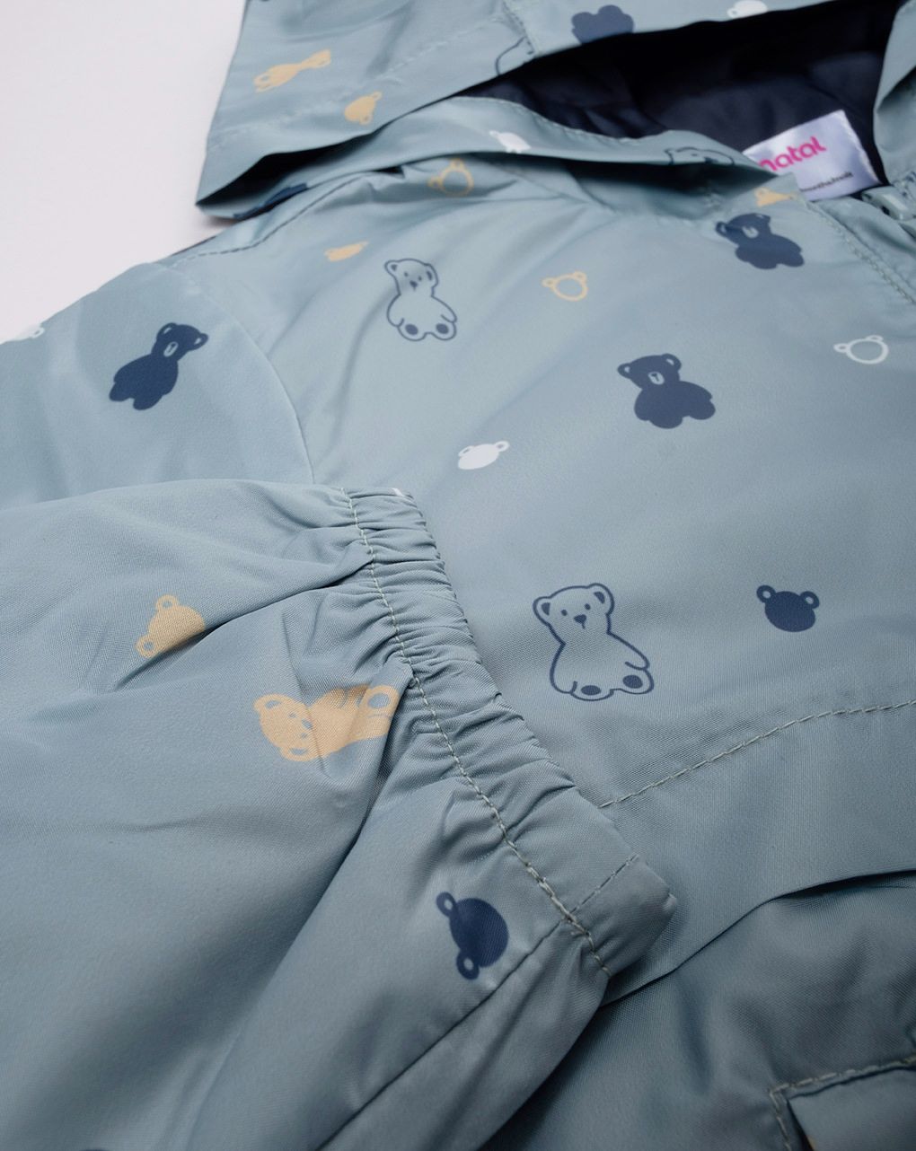 βρεφικό αντιανεμικό μπουφάν γκριζοπράσινο με αρκουδάκια για αγόρι - Prénatal