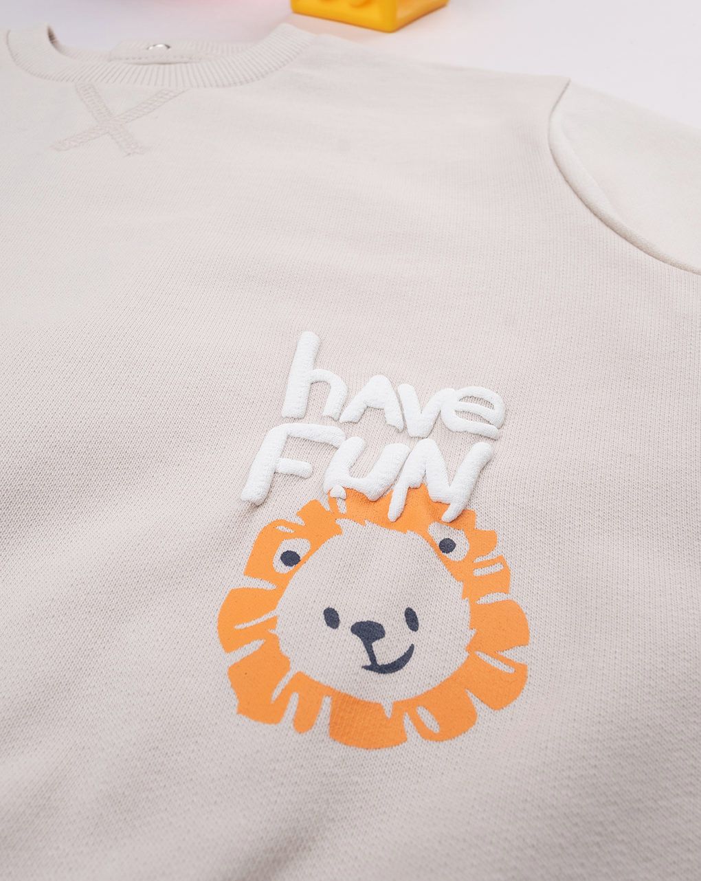 βρεφική μπλούζα φούτερ μπεζ have fun για αγόρι - Prénatal