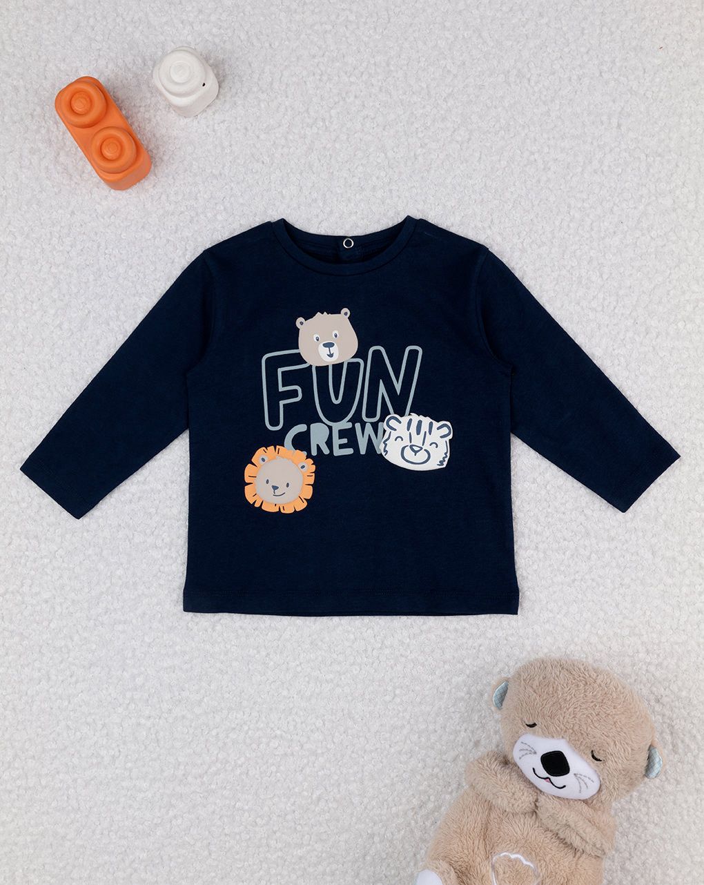 βρεφική μπλούζα μπλε fun crew για αγόρι - Prénatal