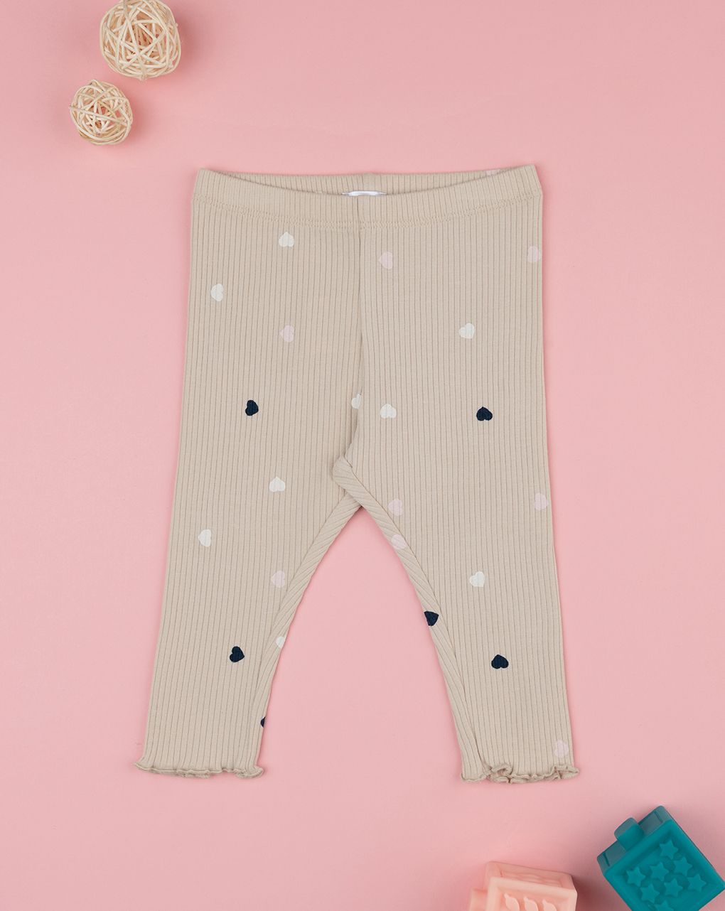 βρεφικό κολάν ριμπ μπεζ με καρδούλες για κορίτσι - Prénatal