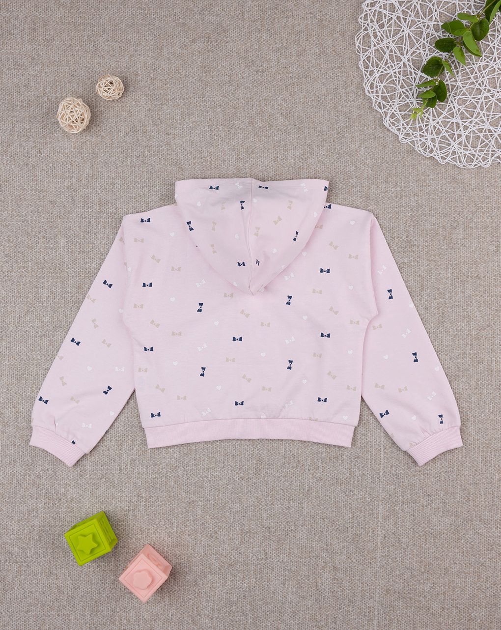 παιδική ζακέτα φούτερ ροζ με φιογκάκια για κορίτσι - Prénatal