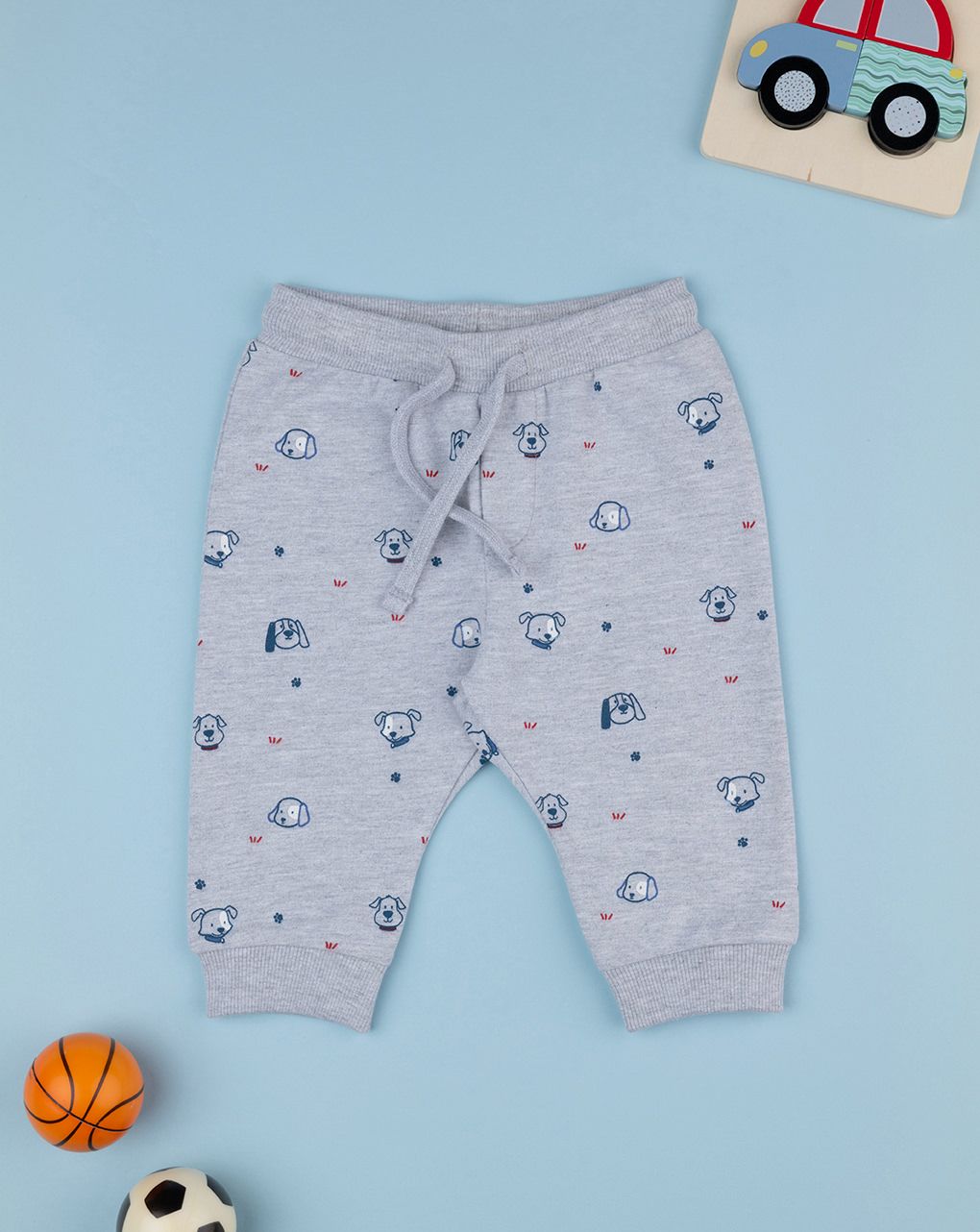 βρεφικό παντελόνι φόρμας γκρι με σκυλάκια για αγόρι - Prénatal