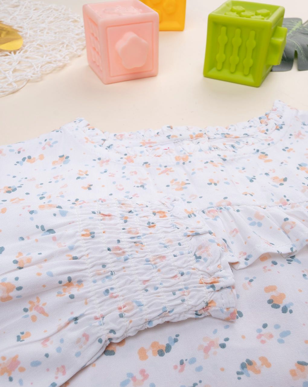 παιδικό πουκάμισο λευκό φλοράλ για κορίτσι - Prénatal