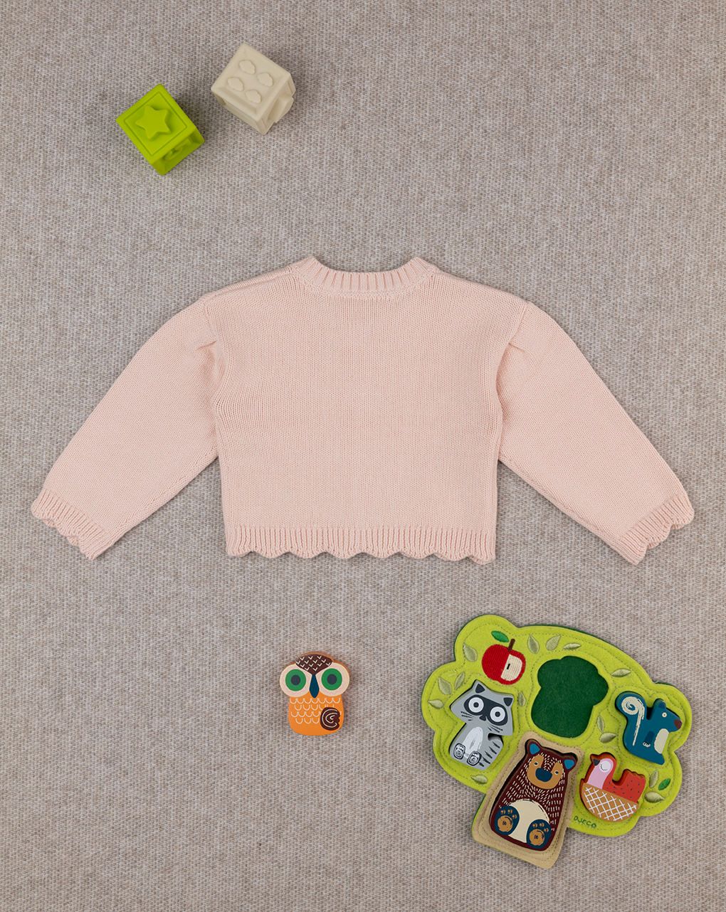 βρεφική ζακέτα πλεκτή σομόν φλοράλ για κορίτσι - Prénatal