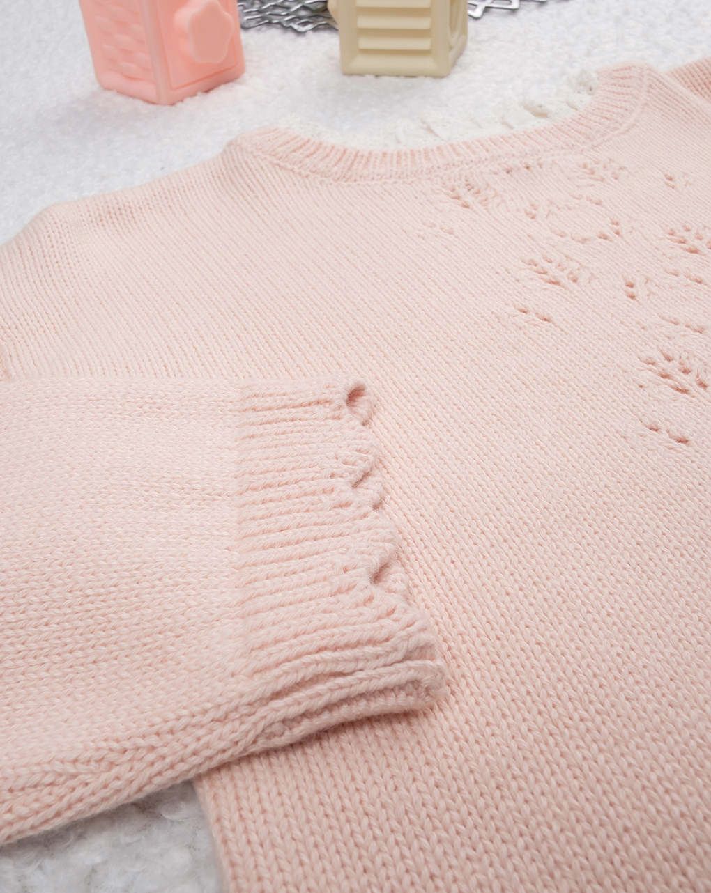 παιδικό πουλόβερ σομόν με κεντήματα για κορίτσι - Prénatal