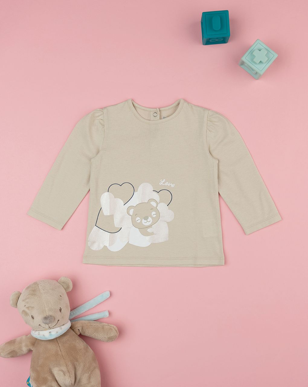 βρεφική μπλούζα μπεζ love για κορίτσι