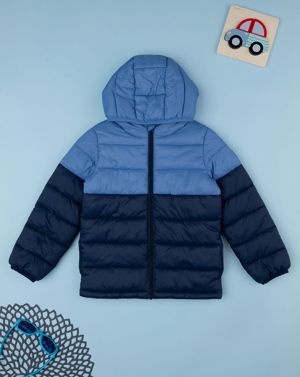 παιδικό μπουφάν puffer μπλε για αγόρι