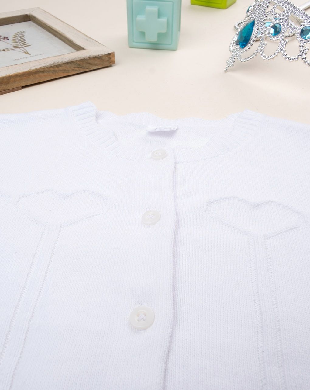 παιδική ζακέτα πλεκτή λευκή για κορίτσι - Prénatal