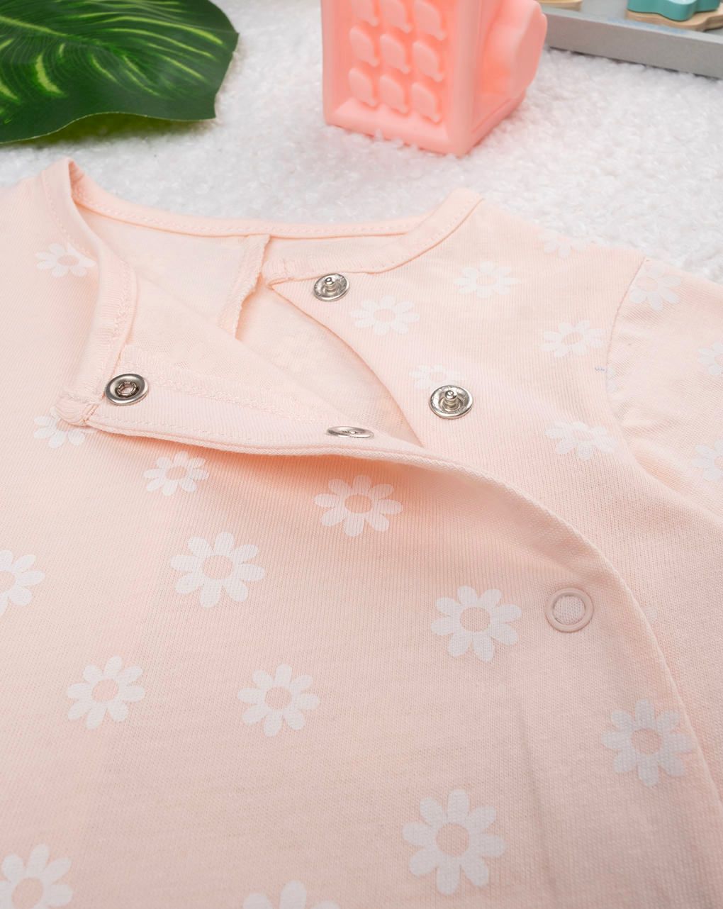 βρεφικό φορμάκι σομόν με μαργαρίτες για κορίτσι - Prénatal