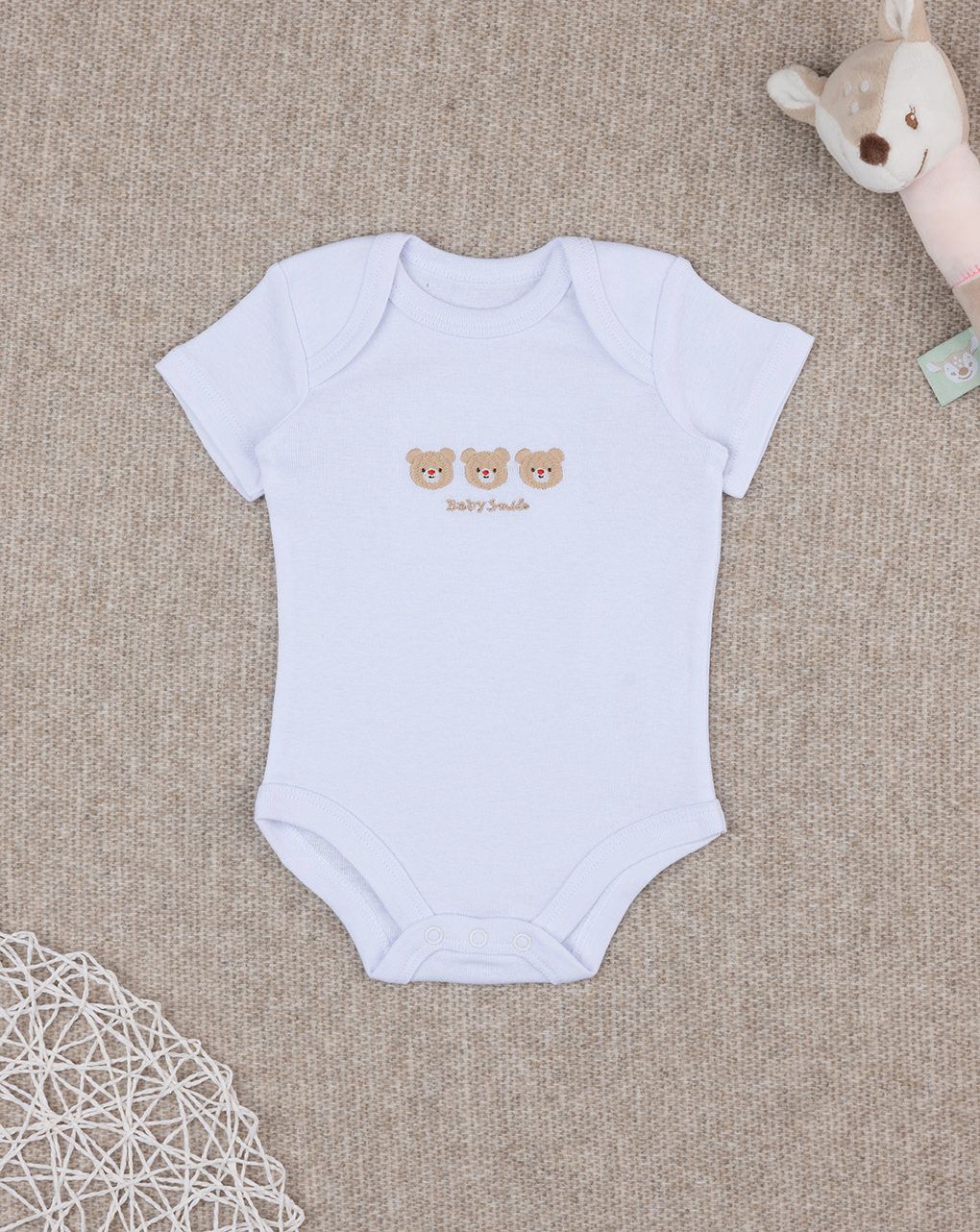 βρεφικό κορμάκι λευκό με αρκουδάκια unisex