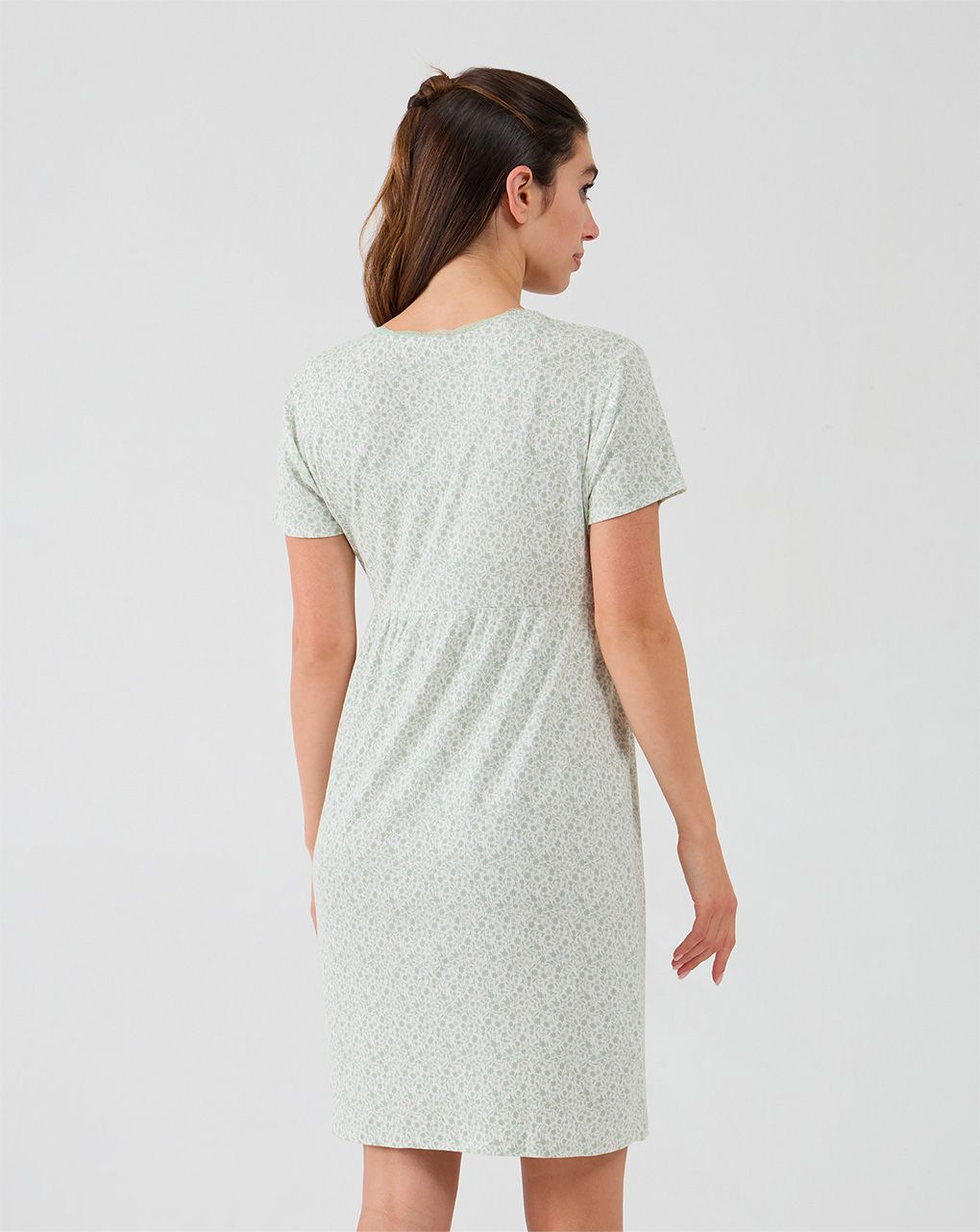 γυναικείο νυχτικό εγκυμοσύνης/θηλασμού φλοράλ μέντα - Prénatal