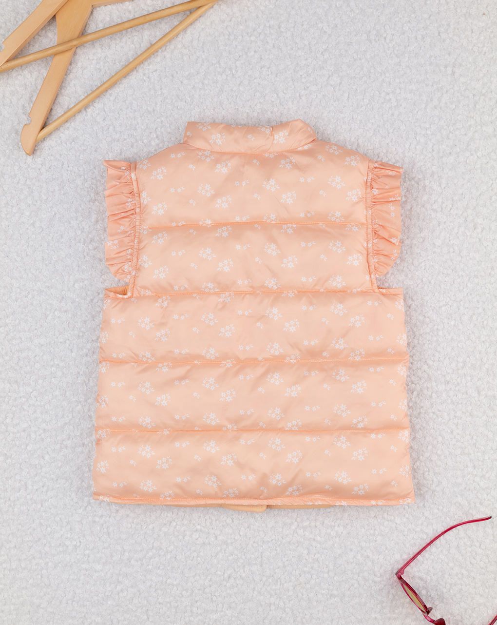 παιδικό αμάνικο μπουφάν πορτοκαλί φλοράλ για κορίτσι - Prénatal