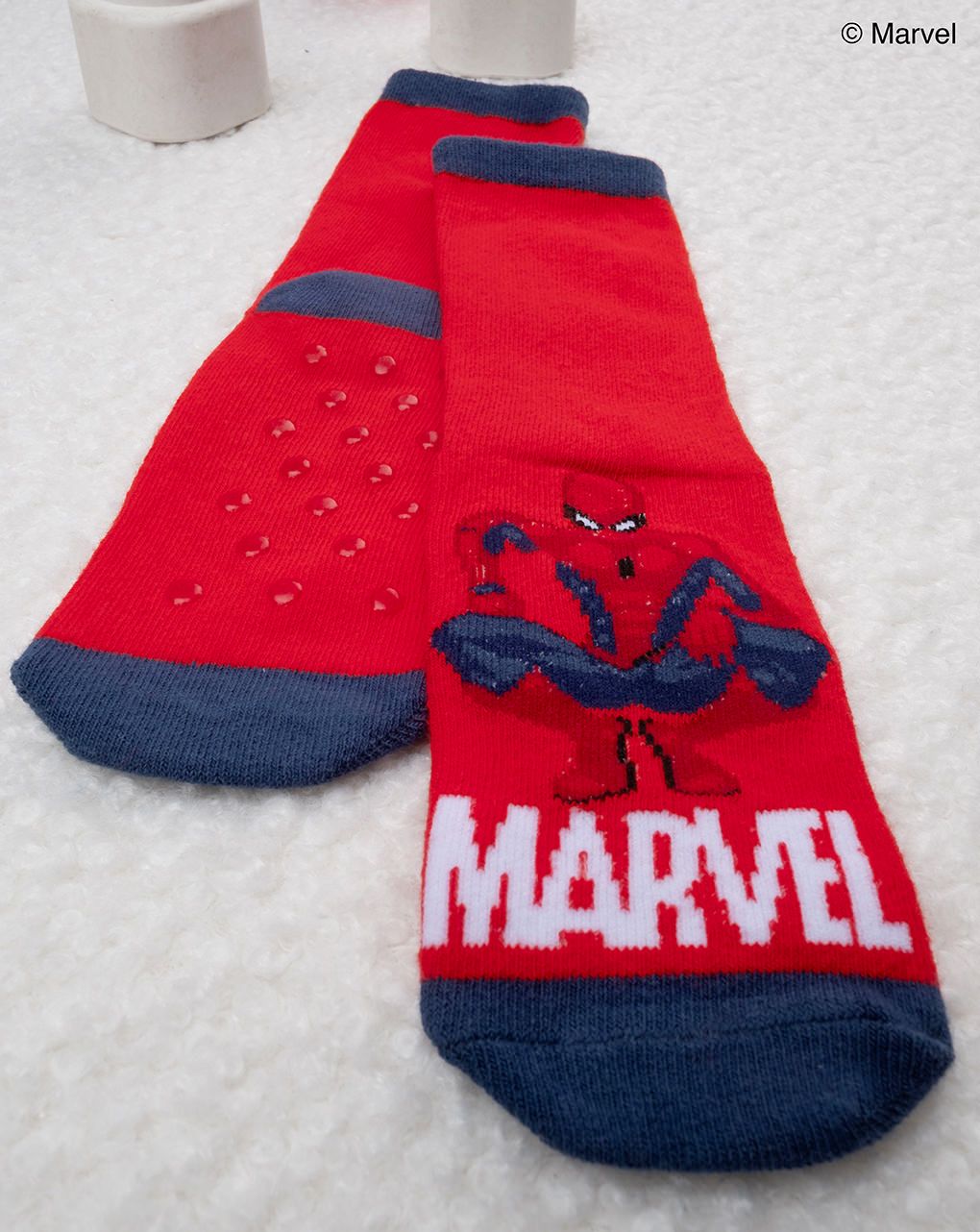 παιδικές αντιολισθητικές κάλτσες κόκκινες με το spiderman για αγόρι - Prénatal