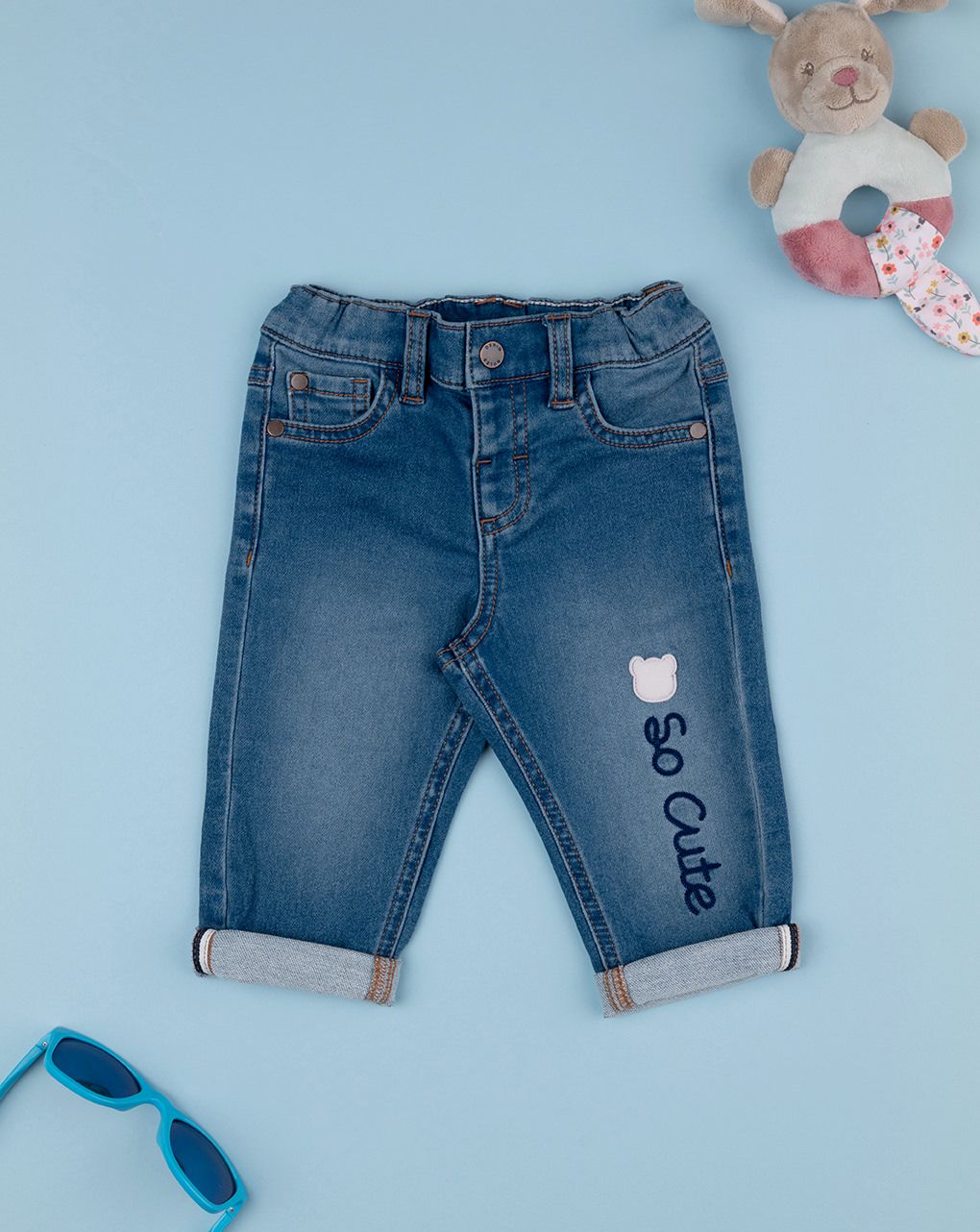 βρεφικό τζιν παντελόνι μπλε so cute για αγόρι