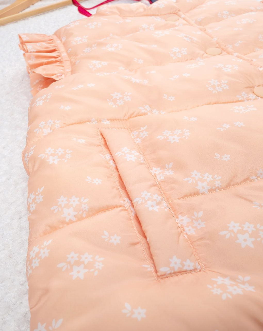 παιδικό αμάνικο μπουφάν πορτοκαλί φλοράλ για κορίτσι - Prénatal