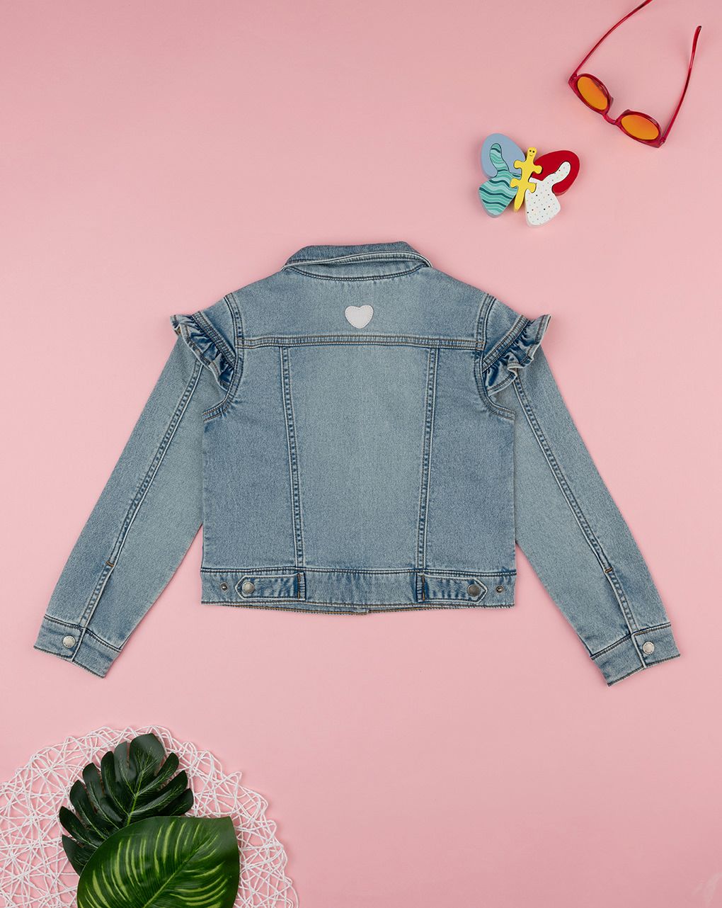 παιδικό τζιν μπουφάν μπλε με βολάν για κορίτσι - Prénatal
