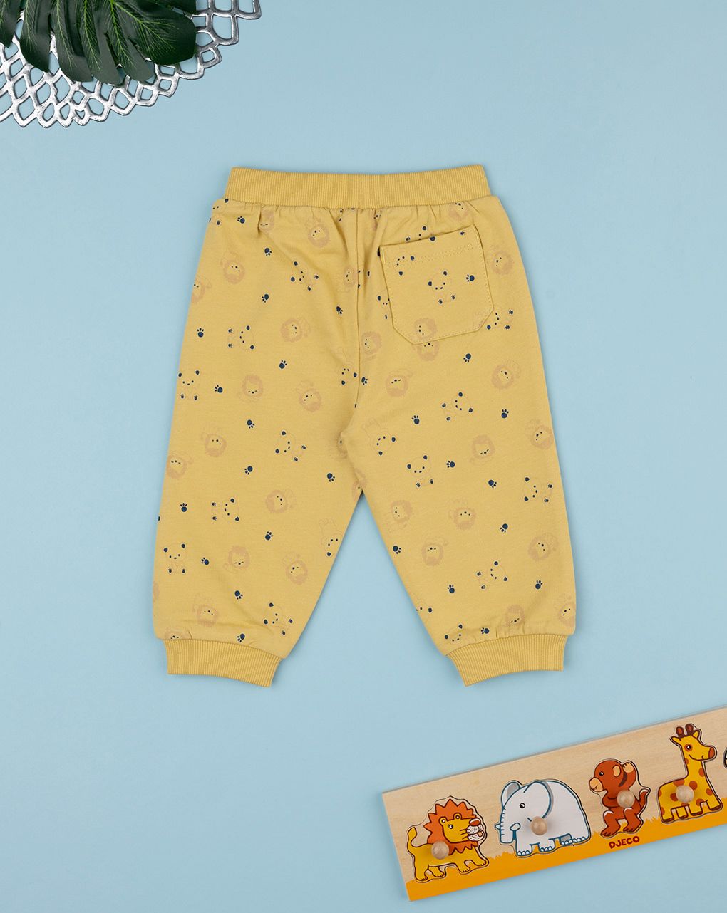 βρεφικό παντελόνι φόρμας κίτρινο με λιοντάρια για αγόρι - Prénatal