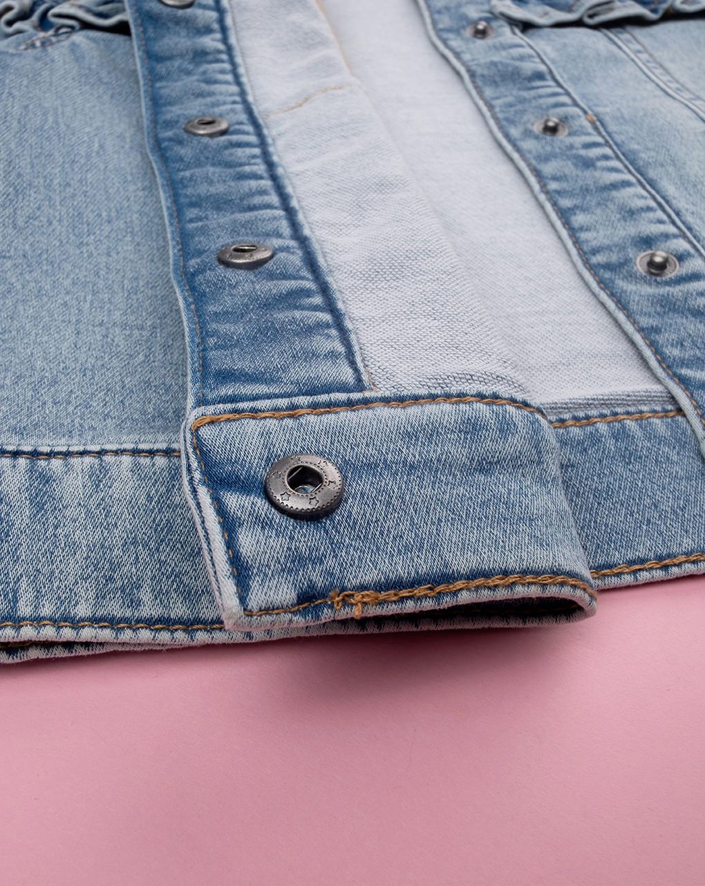 παιδικό τζιν μπουφάν μπλε με βολάν για κορίτσι - Prénatal