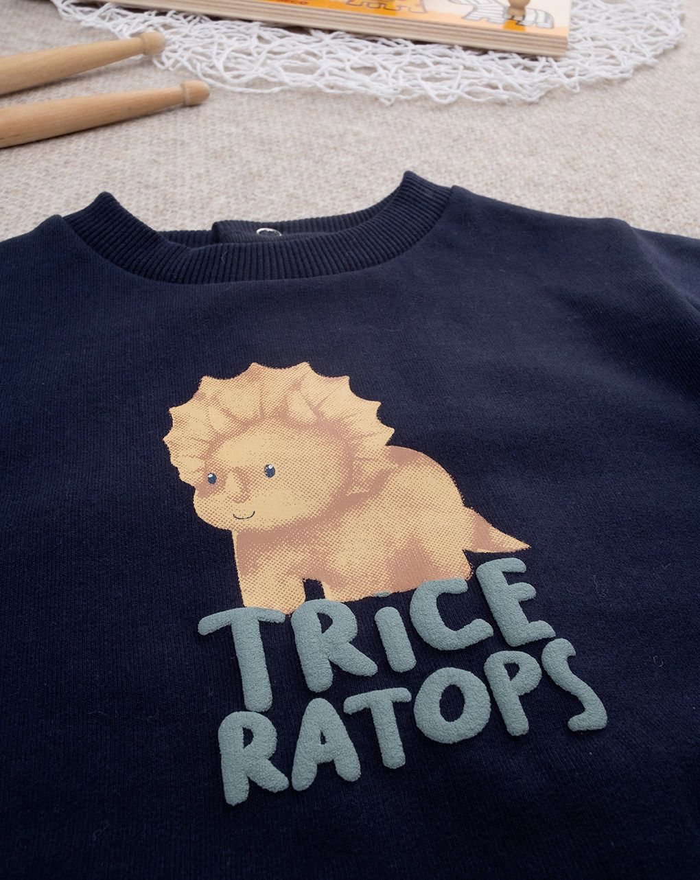 βρεφική μπλούζα φούτερ μπλε triceratops για αγόρι - Prénatal