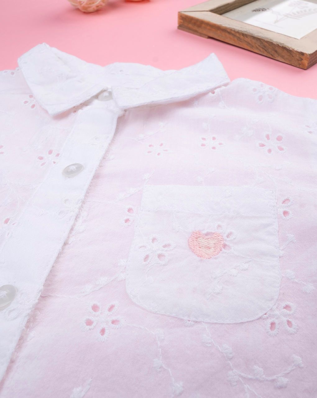 παιδικό πουκάμισο λευκό δαντέλα sangallo για κορίτσι - Prénatal