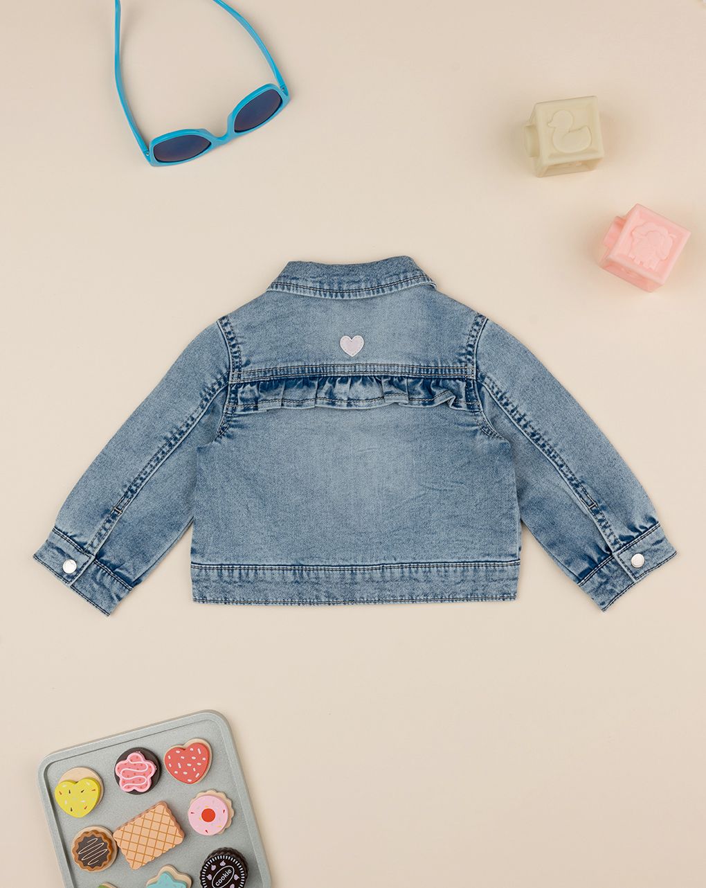 βρεφικό τζιν μπουφάν μπλε με βολάν για κορίτσι - Prénatal