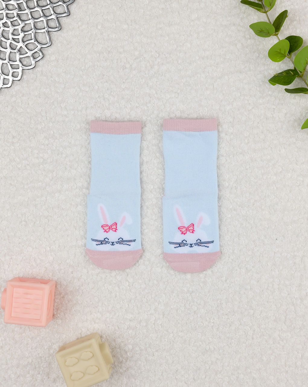 βρεφικές αντιολισθητικές κάλτσες με λαγουδάκι για κορίτσι - Prénatal