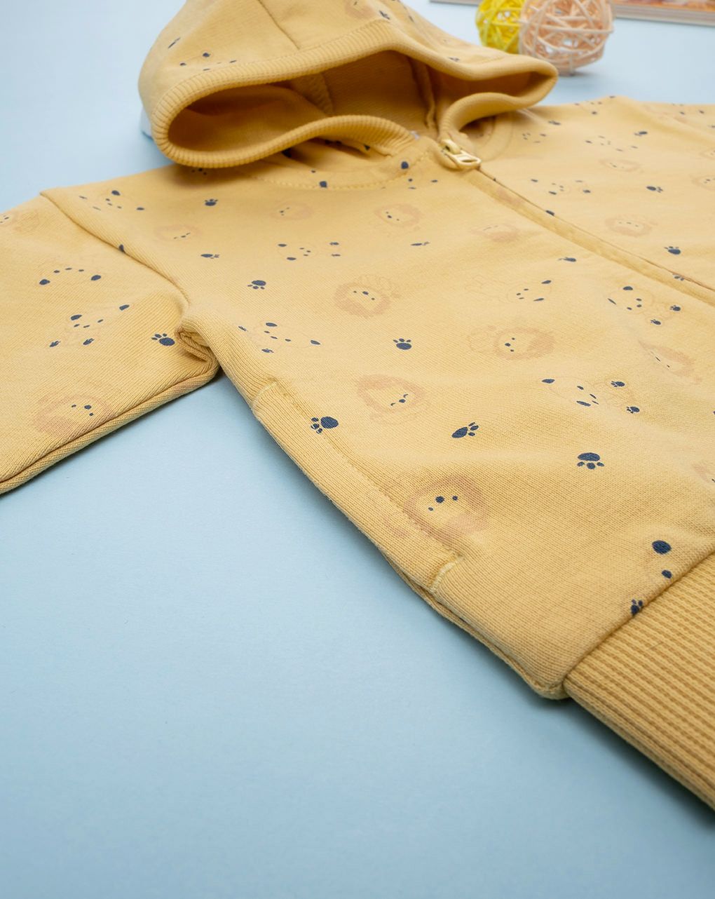 βρεφική ζακέτα φούτερ κίτρινη με λιονταράκια για αγόρι - Prénatal