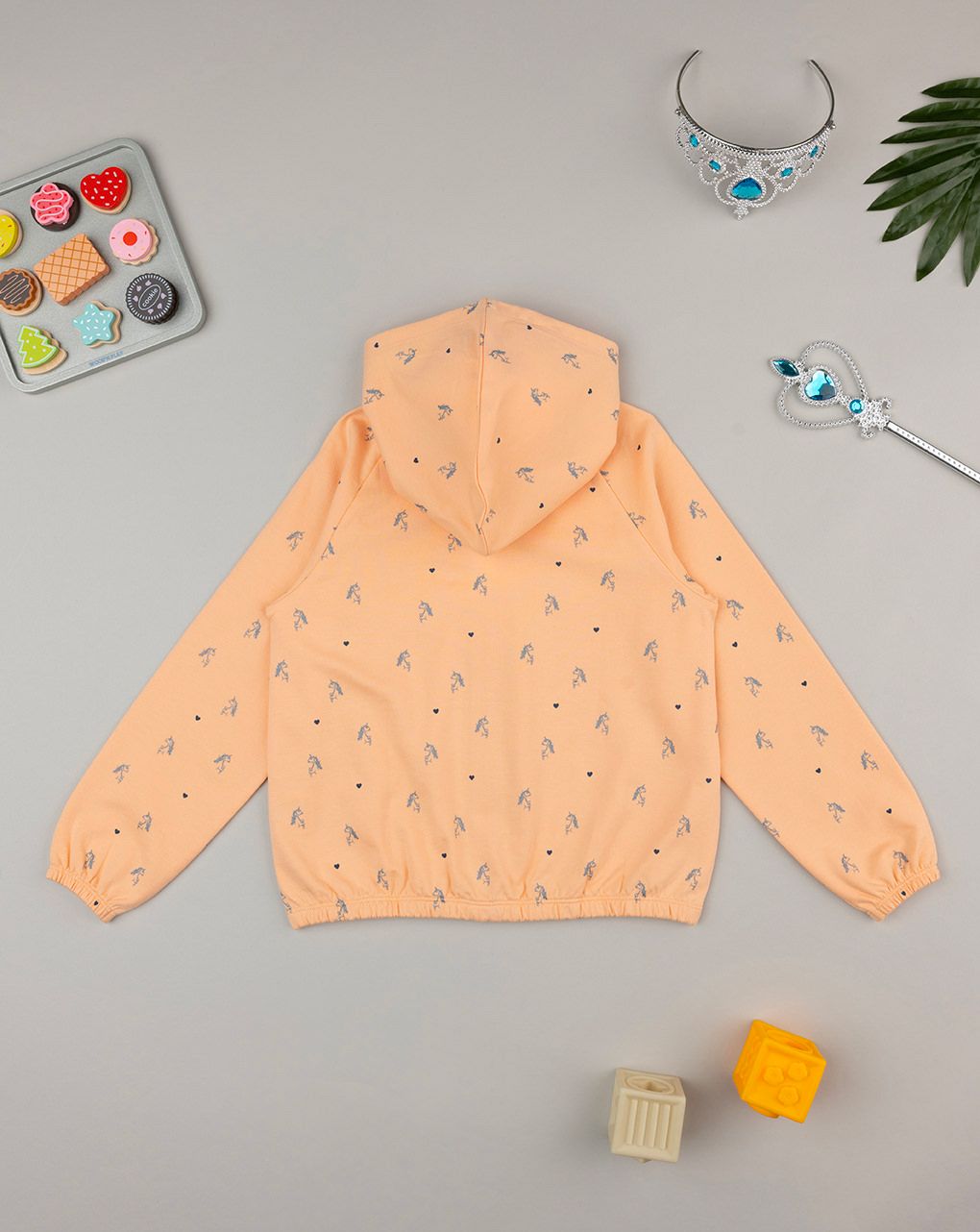 παιδική ζακέτα φούτερ πορτοκαλί με μονόκερους για κορίτσι - Prénatal