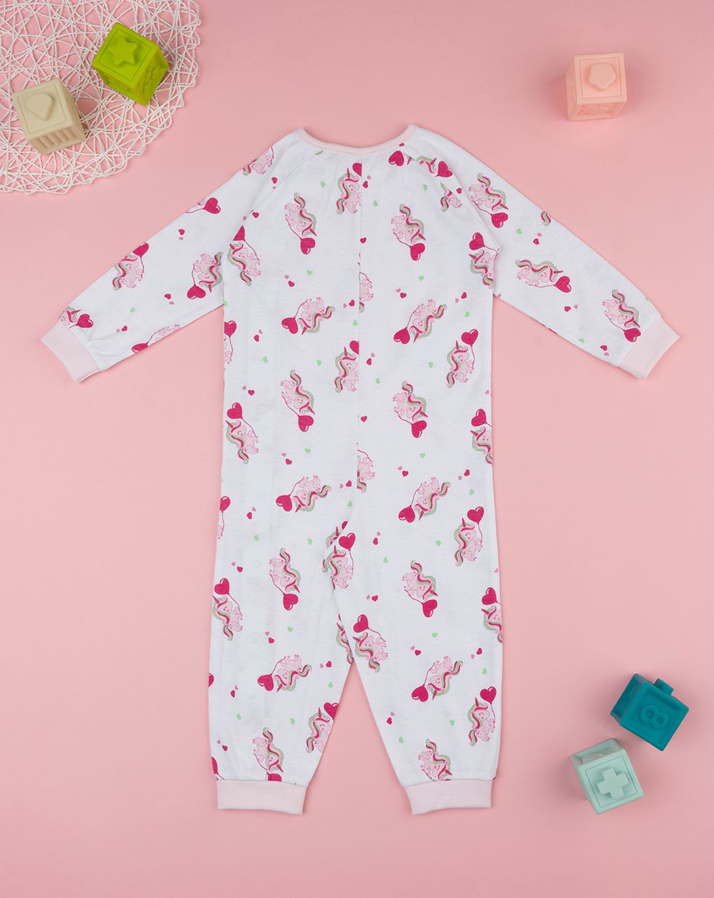 βρεφική ολόσωμη πιτζάμα λευκή με μονόκερους για κορίτσι - Prénatal