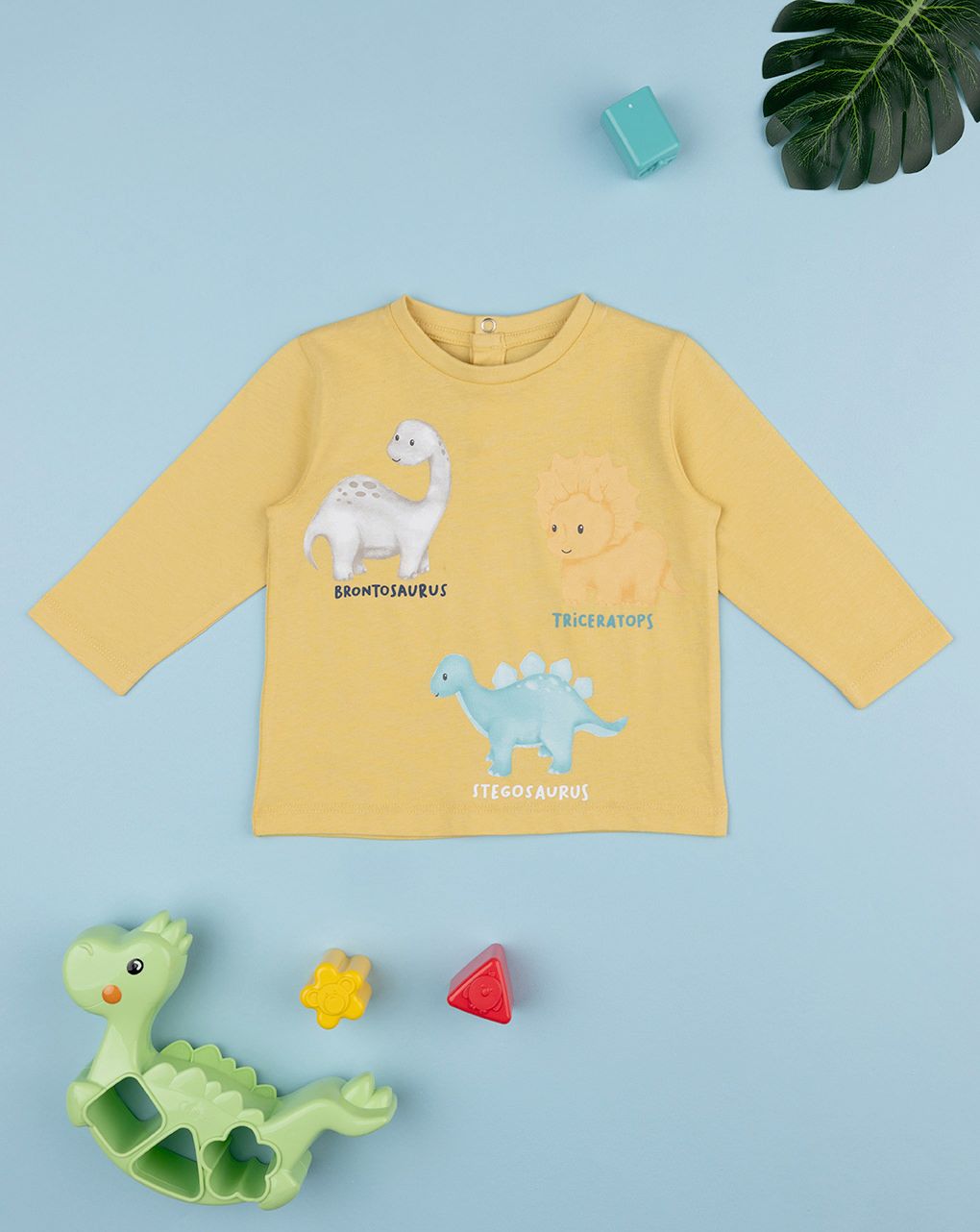 βρεφική μπλούζα κίτρινη με δεινόσαυρους για αγόρι