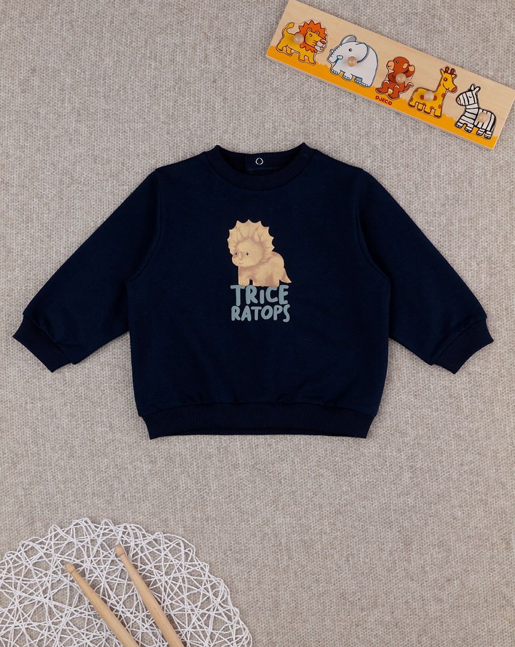 βρεφική μπλούζα φούτερ μπλε triceratops για αγόρι - Prénatal