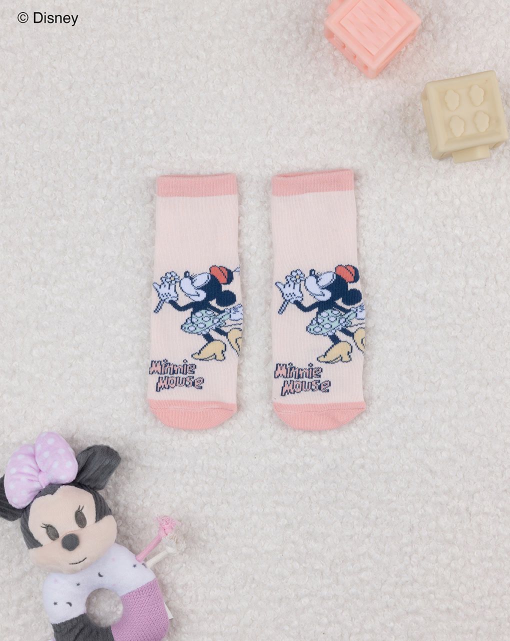 βρεφικές αντιολισθητικές κάλτσες ροζ με τη minnie για κορίτσι