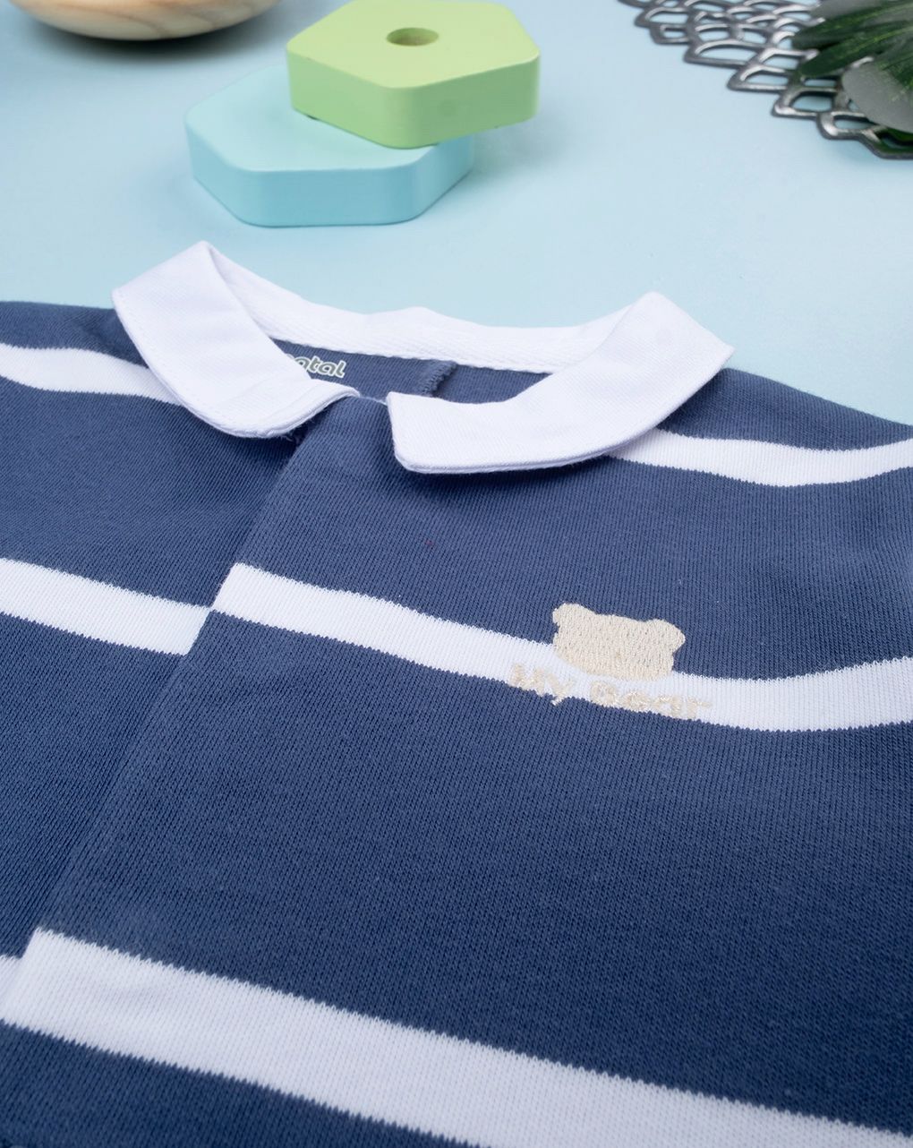 βρεφικό φορμάκι ριγέ μπλε/λευκό my bear για αγόρι - Prénatal