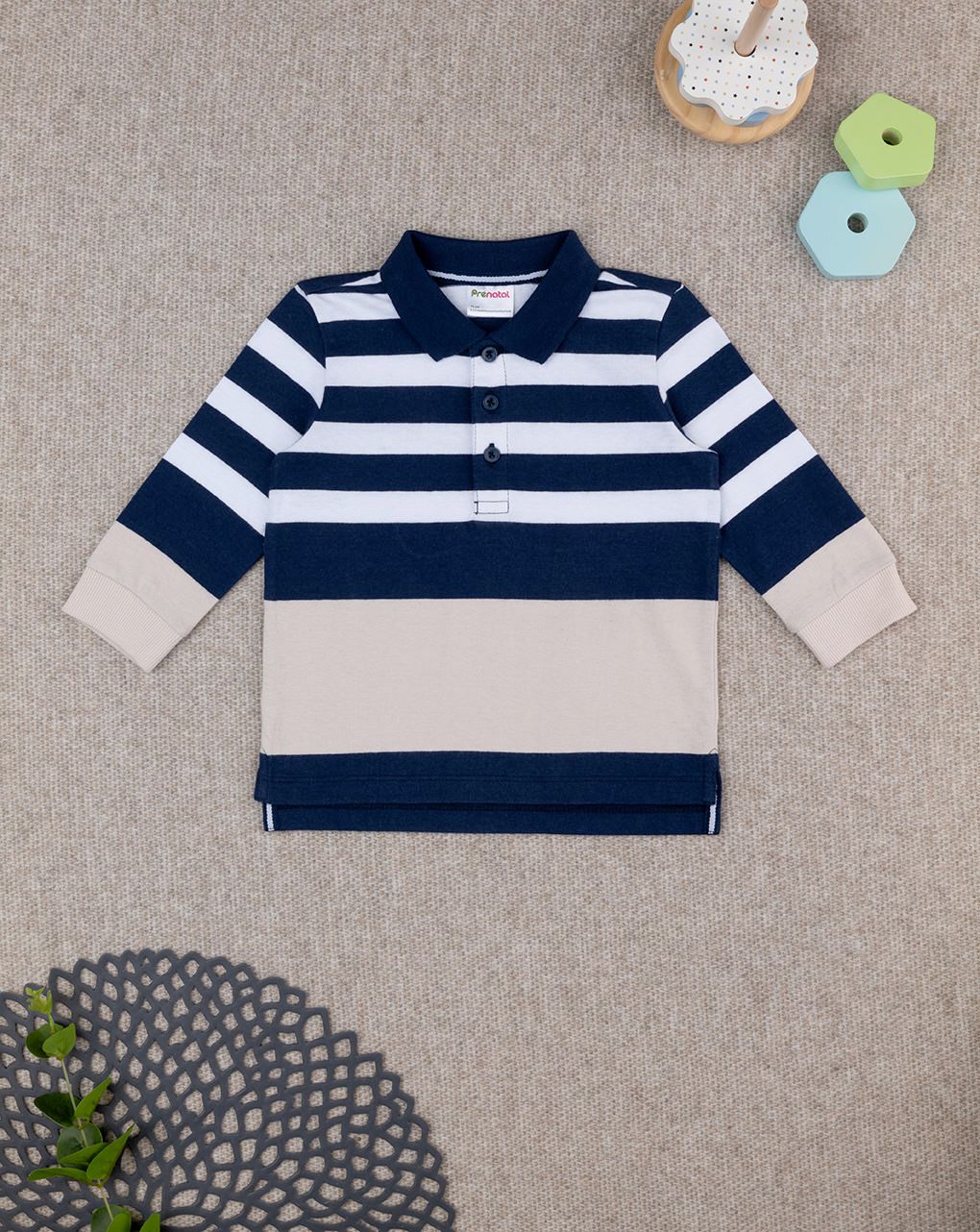 βρεφική μπλούζα πόλο ριγέ teddy για αγόρι - Prénatal