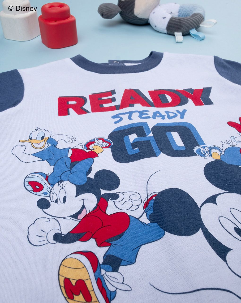 βρεφική ολόσωμη πιτζάμα λευκό/μπλε mickey για αγόρι - Prénatal