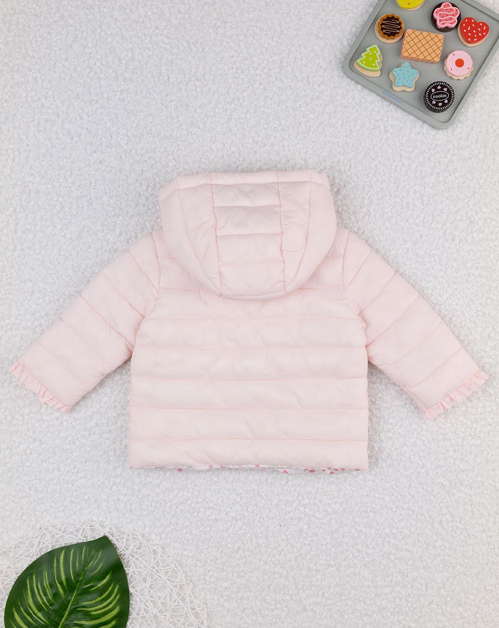 βρεφικό μπουφάν puffer ροζ φλοράλ για κορίτσι - Prénatal