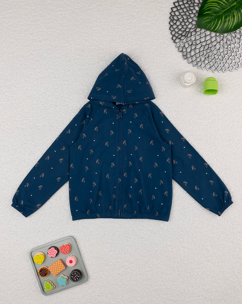 παιδική ζακέτα φούτερ μπλε με μονόκερους για κορίτσι