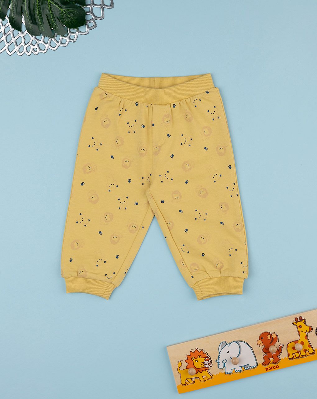 βρεφικό παντελόνι φόρμας κίτρινο με λιοντάρια για αγόρι