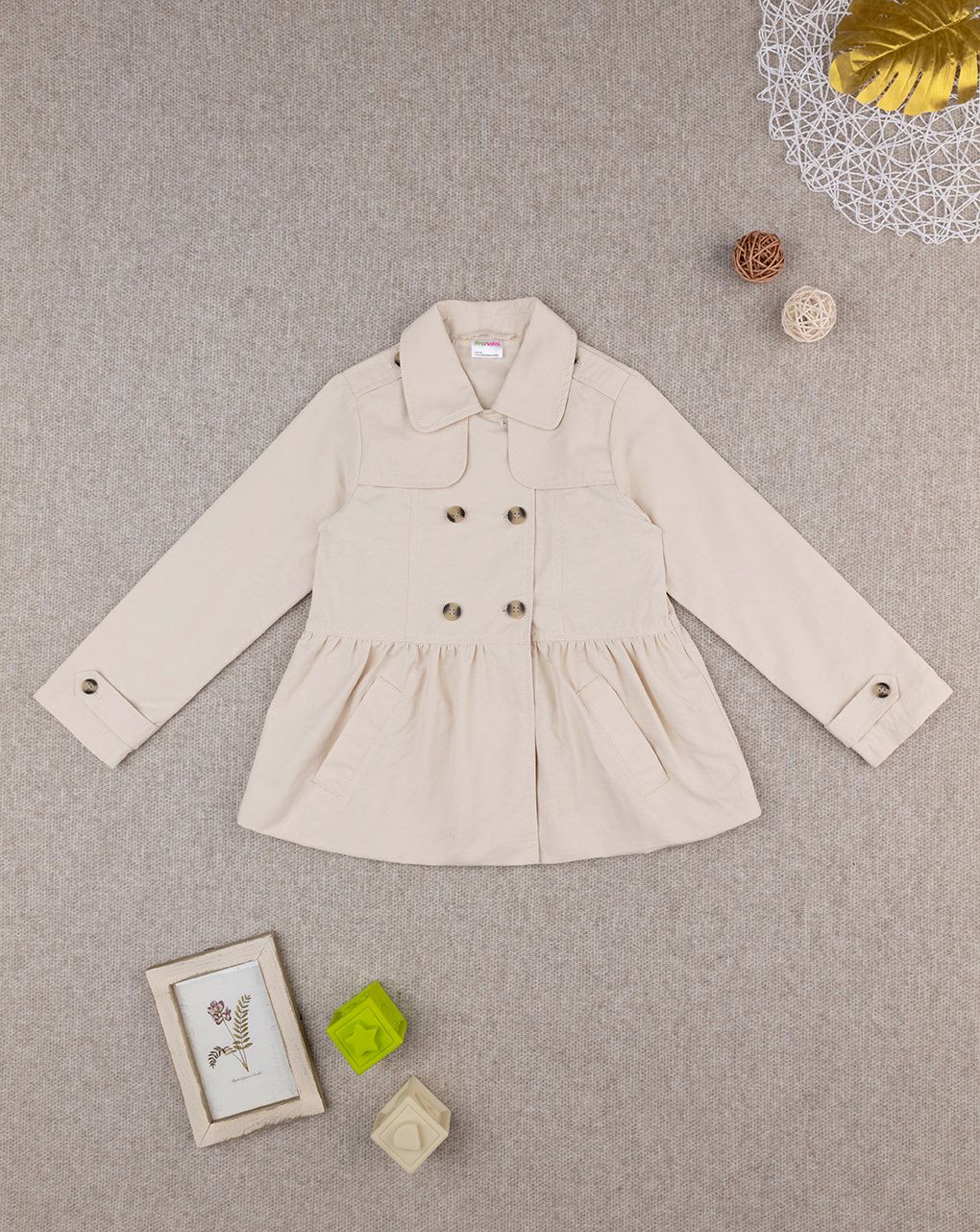 παιδικό trench coat μπεζ για κορίτσι