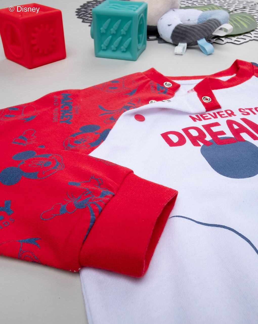 βρεφική πιτζάμα λευκή/κόκκινη mickey για αγόρι - Prénatal