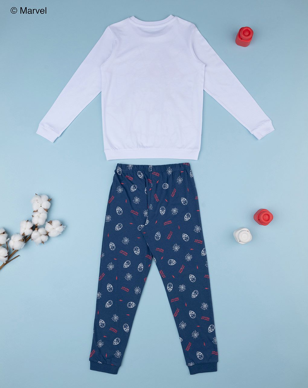 παιδική πιτζάμα λευκή/μπλε spiderman για αγόρι - Prénatal