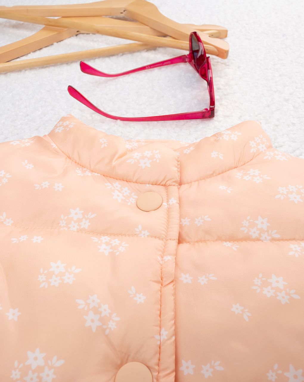 παιδικό αμάνικο μπουφάν πορτοκαλί φλοράλ για κορίτσι - Prénatal
