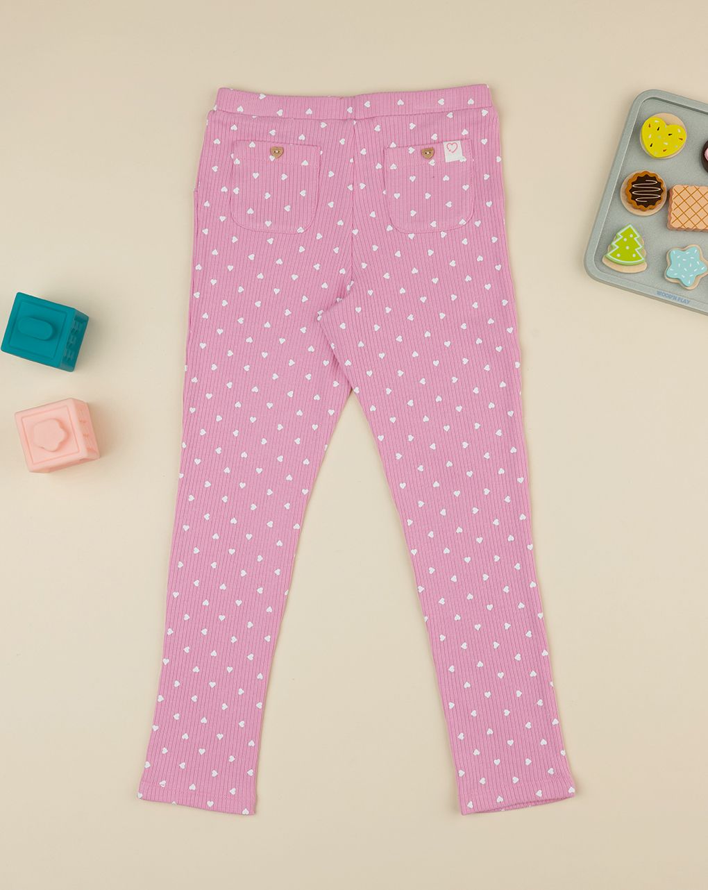 παιδικό κολάν ροζ ριμπ με καρδούλες για κορίτσι - Prénatal